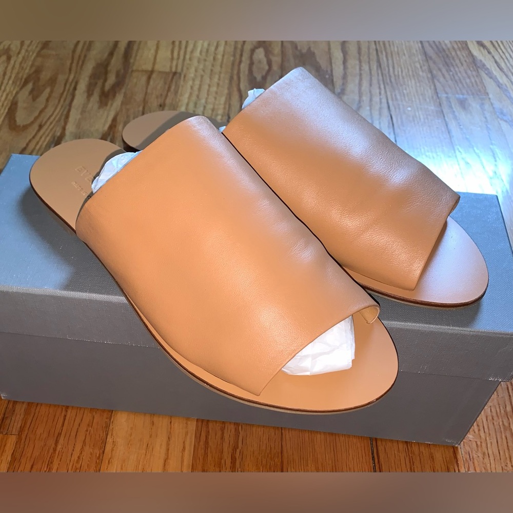 HTF! EVERLANE Day Slide Sandals in Nude 7.5 Tan Leather - Picture 4 of 11